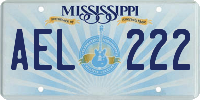MS license plate AEL222
