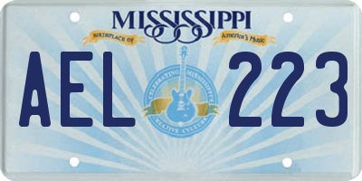 MS license plate AEL223