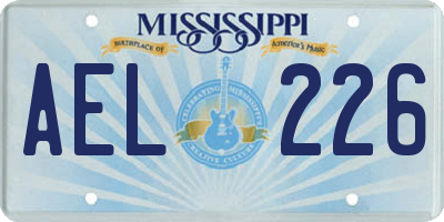 MS license plate AEL226