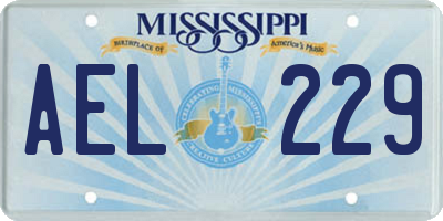 MS license plate AEL229