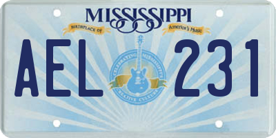 MS license plate AEL231