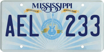 MS license plate AEL233