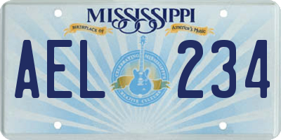 MS license plate AEL234