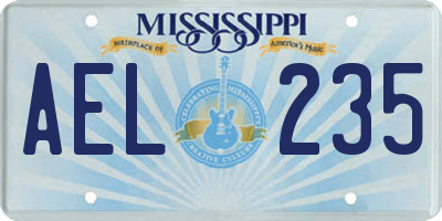 MS license plate AEL235