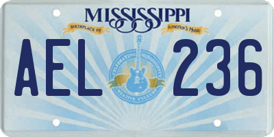 MS license plate AEL236