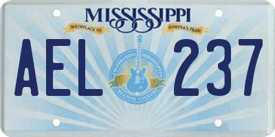 MS license plate AEL237