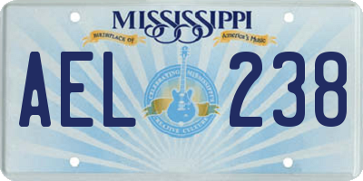 MS license plate AEL238
