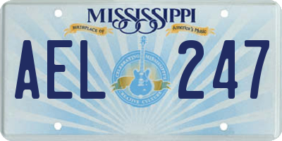 MS license plate AEL247