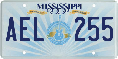 MS license plate AEL255