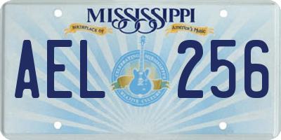 MS license plate AEL256