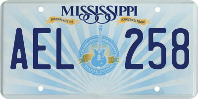 MS license plate AEL258