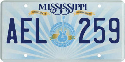 MS license plate AEL259