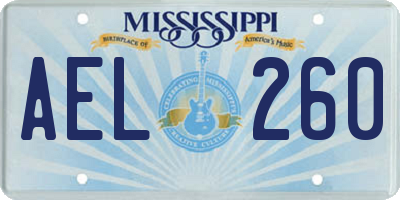 MS license plate AEL260