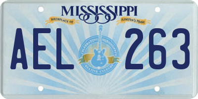 MS license plate AEL263