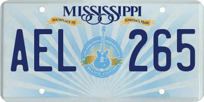 MS license plate AEL265