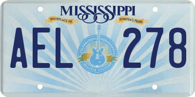 MS license plate AEL278