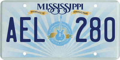 MS license plate AEL280