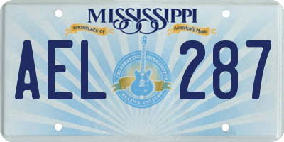 MS license plate AEL287