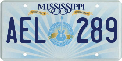 MS license plate AEL289