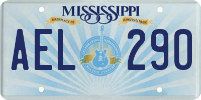 MS license plate AEL290