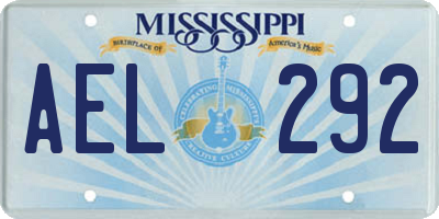 MS license plate AEL292