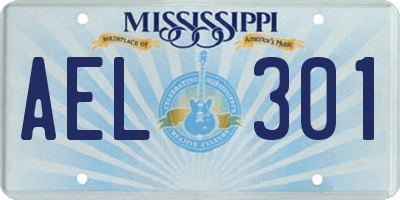 MS license plate AEL301