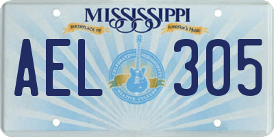 MS license plate AEL305