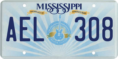 MS license plate AEL308