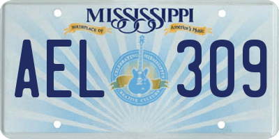 MS license plate AEL309