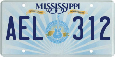 MS license plate AEL312