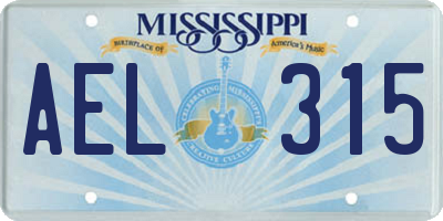 MS license plate AEL315