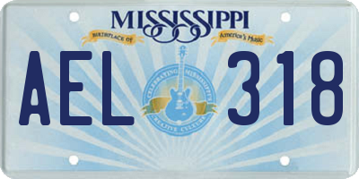 MS license plate AEL318
