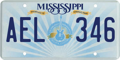 MS license plate AEL346