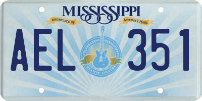 MS license plate AEL351
