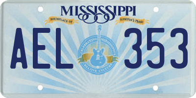 MS license plate AEL353