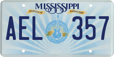 MS license plate AEL357