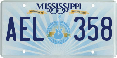 MS license plate AEL358