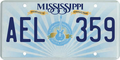 MS license plate AEL359