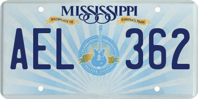 MS license plate AEL362