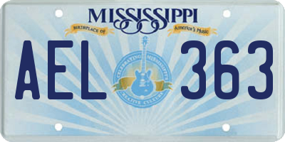 MS license plate AEL363