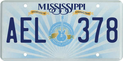 MS license plate AEL378