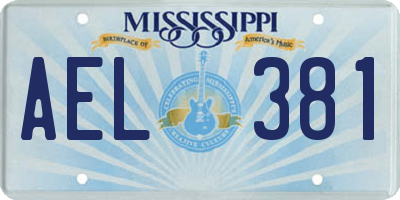 MS license plate AEL381