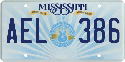 MS license plate AEL386