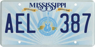 MS license plate AEL387