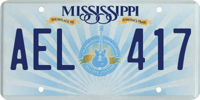 MS license plate AEL417
