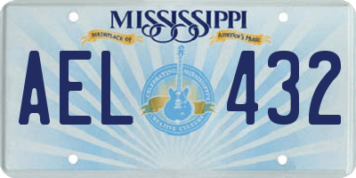 MS license plate AEL432