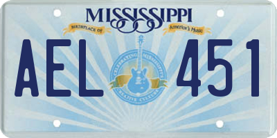 MS license plate AEL451