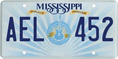 MS license plate AEL452