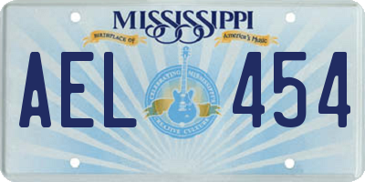 MS license plate AEL454