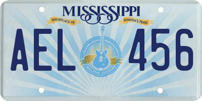 MS license plate AEL456